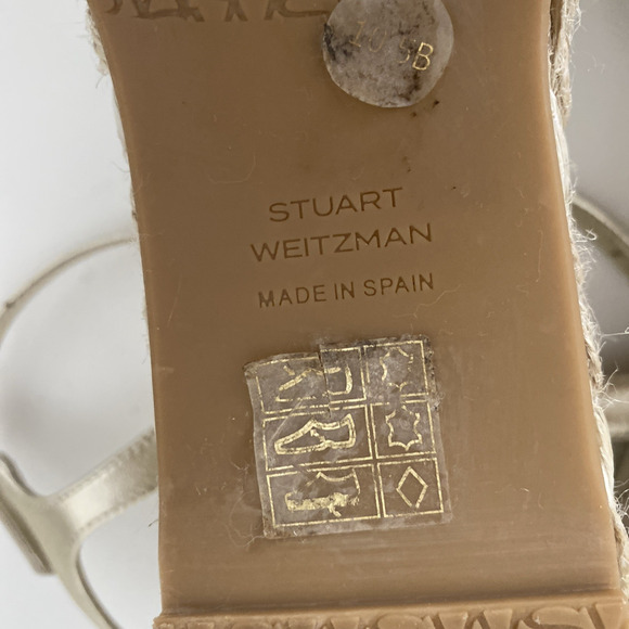 Stuart Weitzman Dayna Espadrille Wedge Sandal Leather Light Gold Natural 10.5 B - Picture 9 of 10